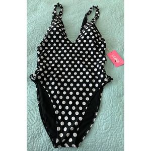 COANA ONE PIECE SWIMWEAR, WOMENS, 12 (USA), BLACK & WHITE POLKA DOT, NWT, LINED